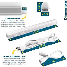 img 1 attached to 🔆 Sunperian Linkable LED Under Cabinet Light Kit, 12 Inch Plug in LED Light Strip with 3 Color Options (3000K/4000K/5000K), Peel and Stick or Bracket Mounted, 5W, 500 Lumens, On/Off Switch, Damp Rated