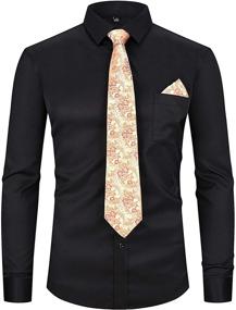 img 4 attached to 👔 XTAPAN Shirt: Stylish Men's Regular Button Shirt with Matching Handkerchief