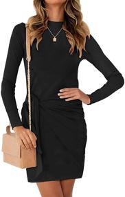 img 3 attached to 👗 MEROKEETY Women's Bodycon Crewneck Dresses - Trendy Clothing for Women