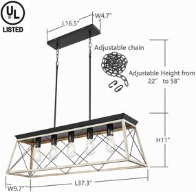 img 1 attached to ARTROEE Metal Industrial Linear Pendant Light Fixture - Rectangle Farmhouse Chandelier for Kitchen Island Lighting and Dinning Room