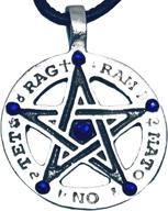 🌟 pewter pentagram tetragrammaton pendant with swarovski crystals on leather necklace - perfect birthday gift! logo