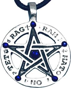 img 4 attached to 🌟 Pewter Pentagram Tetragrammaton Pendant with Swarovski Crystals on Leather Necklace - Perfect Birthday Gift!