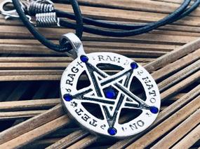 img 2 attached to 🌟 Pewter Pentagram Tetragrammaton Pendant with Swarovski Crystals on Leather Necklace - Perfect Birthday Gift!