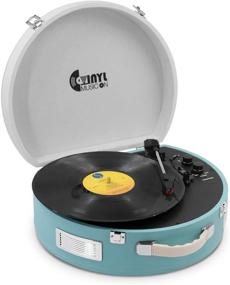 img 4 attached to 🎵 Blue Vintage Record Player with 2 Built-in Speakers, Bluetooth Receiver, AUX/USB Playback and Recording Turntable