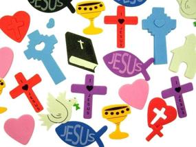 img 2 attached to 🙏 Large Assorted Religious Foam Stickers for Sunday School or Classroom – Value Pack of 250 in Convenient Container