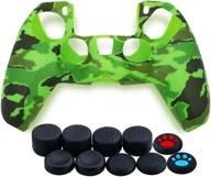 🎮 xinlykid camouflage green ps5 controller cover silicone case skin with 10 thumb grips for enhanced joystick grip logo