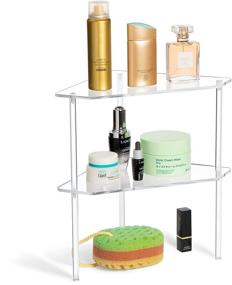img 4 attached to 🛁 Acrylic Corner Shelf - 2 Piece Bathroom Shower Organizer for Clear and Floating Storage in Kitchen, Toilet, and Bathroom Spaces
