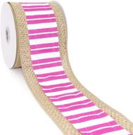 🎁 ct craft llc burlap lace ribbon: perfect for home decor, gift wrapping & diy crafts - white/fushia stripe, 2.5” x 5 yards x 1 roll logo