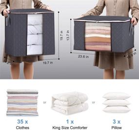 img 3 attached to 📦 Lifewit Storage Bag Closet Organizer: Reinforced Handle, Firm Fabric, Strong Zipper | Foldable, Breathable Set for Clothes, Quilts, Blankets, Bedding (2 Pack, Grey)