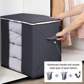 img 1 attached to 📦 Lifewit Storage Bag Closet Organizer: Reinforced Handle, Firm Fabric, Strong Zipper | Foldable, Breathable Set for Clothes, Quilts, Blankets, Bedding (2 Pack, Grey)