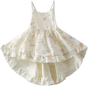 img 2 attached to 🌸 Stylish Vintage Floral Girls Dress with Backless Design - Sleeveless Sundress Set for Toddler, in Matching Outfits