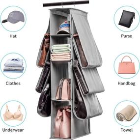 img 2 attached to Maximize Closet Space with REGELETO Purse Organizer: 10-Pocket Storage Solution for Handbags, Purses, and Accessories (Grey)