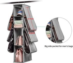 img 3 attached to Maximize Closet Space with REGELETO Purse Organizer: 10-Pocket Storage Solution for Handbags, Purses, and Accessories (Grey)