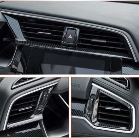 img 1 attached to Pursuestar ABS Carbon Fiber Center Consoles Warning Light Air Vent Wind Outlet Trim Covers Car Interior Accessories Decoration For Honda 10Th Gen Civic 2016 2017 2018 2019 2020 2021