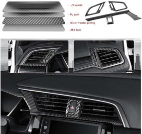 img 2 attached to Pursuestar ABS Carbon Fiber Center Consoles Warning Light Air Vent Wind Outlet Trim Covers Car Interior Accessories Decoration For Honda 10Th Gen Civic 2016 2017 2018 2019 2020 2021