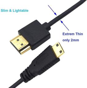 img 2 attached to Duttek Mini HDMI to HDMI Cable 12 Inches, Ultra-Thin HDMI Male to Mini HDMI Male Cable Support 4K HD, 1080p, 3D for Projector, Monitor, Camcorder - HDMI 2.0