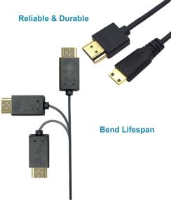 img 1 attached to Duttek Mini HDMI to HDMI Cable 12 Inches, Ultra-Thin HDMI Male to Mini HDMI Male Cable Support 4K HD, 1080p, 3D for Projector, Monitor, Camcorder - HDMI 2.0