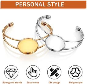 img 2 attached to 📿 12 Pieces Bezel Bracelet with 25 mm Round Cabochon Setting Base - DIY Blank Jewelry Accessory Bezel Tray for Making Cuff Bangles, Wristbands, and DIY Bracelets Jewelry - Golden and Silver