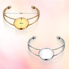 img 3 attached to 📿 12 Pieces Bezel Bracelet with 25 mm Round Cabochon Setting Base - DIY Blank Jewelry Accessory Bezel Tray for Making Cuff Bangles, Wristbands, and DIY Bracelets Jewelry - Golden and Silver