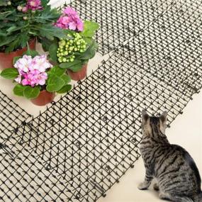 img 2 attached to 🐱 10 PCS Pomeat Indoor Cat Scat Mat with Spikes Sprickle - Deter Dogs from Digging, Outdoor Garden and Fence Use - Cat Deterrent Kit with 7 Staples - Dimensions: 16" x 12