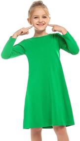 img 2 attached to 👗 Arshiner Girls Dress: Long Sleeve Solid Color Casual T-Shirt Dress for Kids