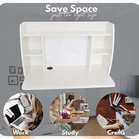 img 1 attached to 📚 Versatile Wall-Mounted Desk: Dry Erase Board, Drop-Leaf Table, Storage Shelves, Computer Shelf, Folding Design - Perfect for Office, Vanity, and Space Saving