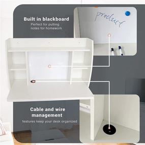 img 2 attached to 📚 Versatile Wall-Mounted Desk: Dry Erase Board, Drop-Leaf Table, Storage Shelves, Computer Shelf, Folding Design - Perfect for Office, Vanity, and Space Saving