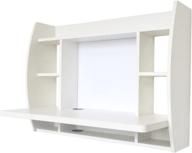 📚 versatile wall-mounted desk: dry erase board, drop-leaf table, storage shelves, computer shelf, folding design - perfect for office, vanity, and space saving logo