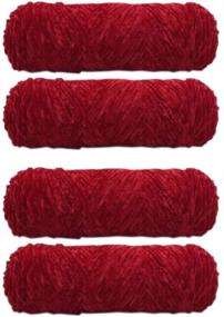 img 4 attached to 🧶 Truevalue 4 Skeins Chenille Yarn - Hand Knitting Glossy Chenille Velvet Blanket Yarn for Crochet, Weaving, and DIY Crafts - 400g Total Weight (Red)