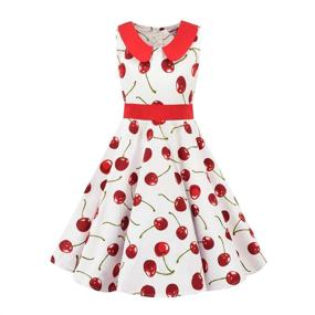 img 4 attached to Vintage Floral and Polka Dot Sleeveless Swing 🌸 Dress for Girls, Perfect for Summer - Sizes 3-11 Years