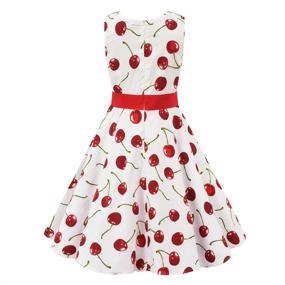 img 3 attached to Vintage Floral and Polka Dot Sleeveless Swing 🌸 Dress for Girls, Perfect for Summer - Sizes 3-11 Years