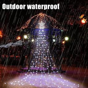 img 2 attached to Waterproof Christmas Decoration Star String Lights Outdoor - 300 LED Waterfall Tree Lights with Topper Star, 8 Lighting Modes Xmas Decoration Clearance for Indoor, Home, Yard, Wedding Decor (White)