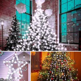 img 3 attached to Waterproof Christmas Decoration Star String Lights Outdoor - 300 LED Waterfall Tree Lights with Topper Star, 8 Lighting Modes Xmas Decoration Clearance for Indoor, Home, Yard, Wedding Decor (White)