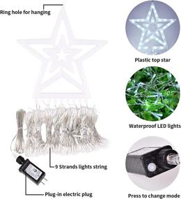 img 1 attached to Waterproof Christmas Decoration Star String Lights Outdoor - 300 LED Waterfall Tree Lights with Topper Star, 8 Lighting Modes Xmas Decoration Clearance for Indoor, Home, Yard, Wedding Decor (White)