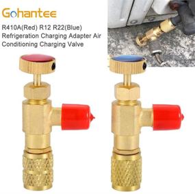 img 2 attached to Gohantee Refrigerant Charging Valve Set - R12/R410, R22-1/4” Male to 1/4” Female, R410-1/4” Male to 5/16” Female, Safety Adapter Flow Control Ball Valve for R12/R22/R410 Air Conditioner Manifold