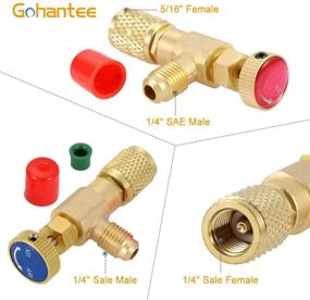 img 3 attached to Gohantee Refrigerant Charging Valve Set - R12/R410, R22-1/4” Male to 1/4” Female, R410-1/4” Male to 5/16” Female, Safety Adapter Flow Control Ball Valve for R12/R22/R410 Air Conditioner Manifold