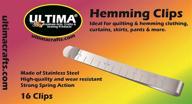 🧷 ultima stainless steel 3-inch ruled hemming clips - (16) rust-resistant steel clips with engraved measuring ruler – perfect for hemming, quilting, fabric binding. logo