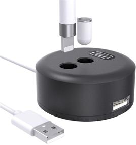 img 4 attached to 🖥️ TiMOVO Charging Stand for Apple Pencil 1st Gen - Display Screen & 2.4A USB Port - Black