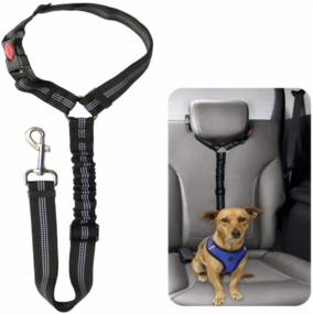 img 4 attached to 🐾 Adjustable Traction Belt for Cats, Dogs, and Other Pets - 2PCS Black Pet Dog Car Seat Belts