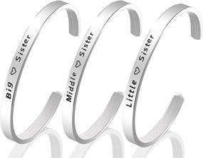 img 4 attached to 👯 Set of 3 Cuff Bracelets - Big Sis, Middle Sis & Little Sis Sister Jewelry Gift