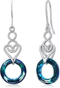 img 4 attached to 💎 Sterling Silver Dangle Crystal Earrings, Blue Circle Jewelry Gift for Women and Girls