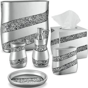 img 4 attached to Enhance Your Bathroom with the DWELLZA 6-Piece Silver Mosaic Bathroom Accessories Set