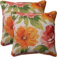 pillow perfect 503202 muree primrose outdoor/indoor throw pillows, 18.5" x 18.5", orange - 2-pack logo