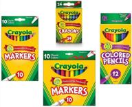 🎨 карандаши crayola (24 шт.) + цветные карандаши (12 шт.) + маркеры (тонкие - 10 шт. + широкие - 10 шт.) праздничный набор логотип