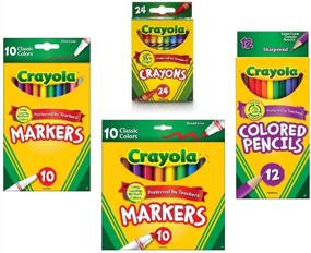 img 1 attached to 🎨 Карандаши Crayola (24 шт.) + Цветные карандаши (12 шт.) + Маркеры (Тонкие - 10 шт. + Широкие - 10 шт.) Праздничный набор