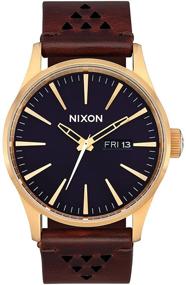 img 4 attached to 🕶️ Наручные часы Nixon Men's A105 Sentry 42 мм: элегантные наручные часы из нержавеющей стали с кожаным ремешком и кварцевым механизмом