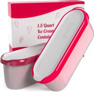 ice cream storage freezer container set, 2 pack - bpa free, dishwasher safe tub. double insulated, 1.5 quart - red/burgundy. non slip base, stackable on freezer shelves логотип