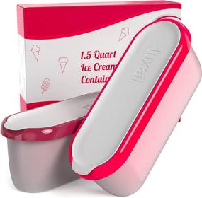 img 4 attached to Ice Cream Storage Freezer Container Set, 2 Pack - BPA Free, Dishwasher Safe Tub. Double Insulated, 1.5 Quart - Red/Burgundy. Non Slip Base, Stackable on Freezer Shelves