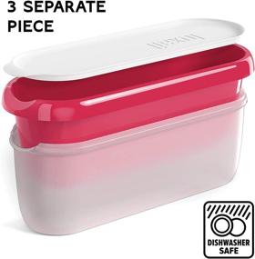 img 2 attached to Ice Cream Storage Freezer Container Set, 2 Pack - BPA Free, Dishwasher Safe Tub. Double Insulated, 1.5 Quart - Red/Burgundy. Non Slip Base, Stackable on Freezer Shelves