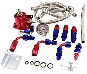 img 3 attached to Universal Adjustable EFI Aluminum Fuel Pressure Regulator Kit With 0-100 Psi Gauge AN6-6AN Fuel Line Hose Fittings (Red &Amp